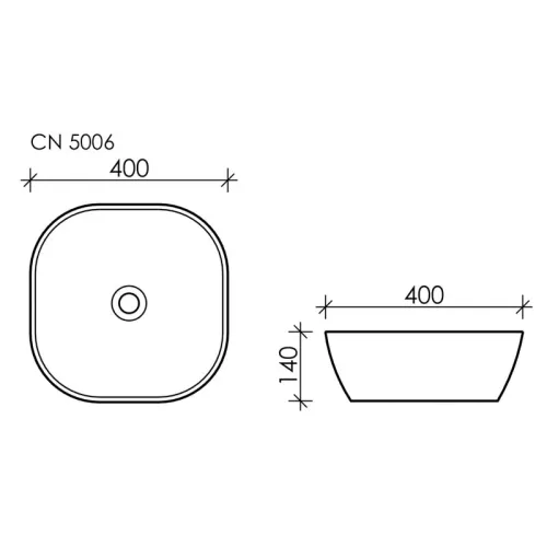 Умывальник чаша накладная квадратная Ceramica Nova Element, Выбрать размер: 400х400, изображение 6