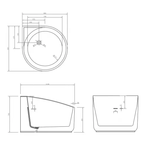 Акриловая ванна ABBER AB9305 95*95, изображение 5