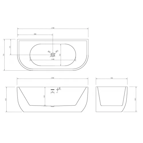 Акриловая ванна ABBER AB9316 170х75, изображение 5
