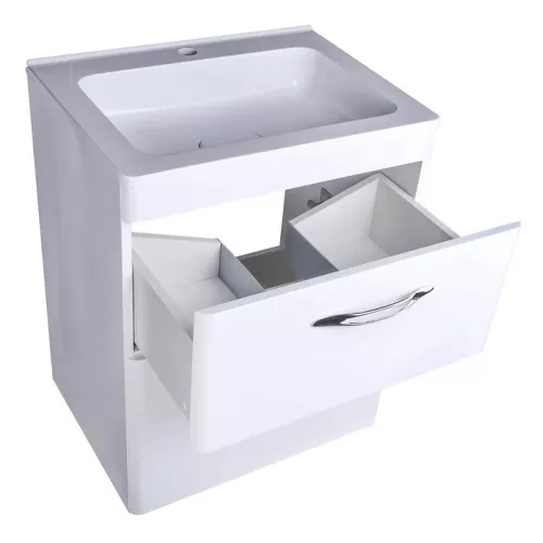 Тумба напольная с раковиной Style Line Каре (2 ящ.) Люкс белая, PLUS, Выбрать размер: 60, изображение 2