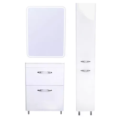 Тумба напольная с раковиной Style Line Каре (2 ящ.) Люкс белая, PLUS, Выбрать размер: 60, изображение 4