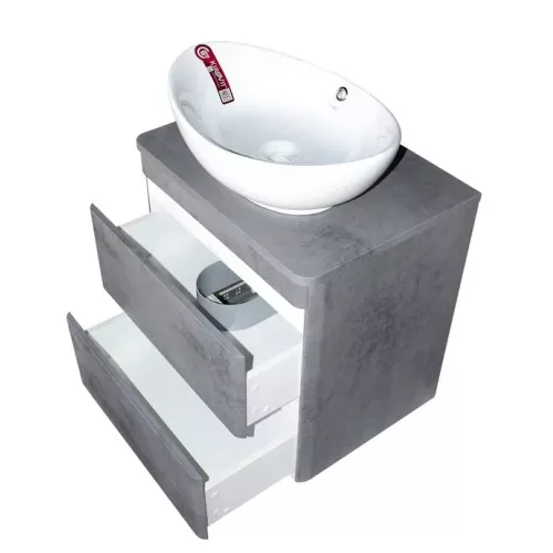 Тумба подвесная со столешницей МДФ Style Line Атлантика бетон темный, Выбрать размер: 60, изображение 5