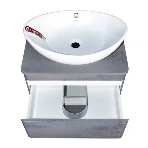 Тумба подвесная со столешницей МДФ Style Line Атлантика бетон темный, Выбрать размер: 60, изображение 4