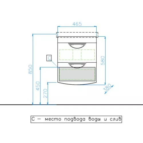 Тумба подвесная с раковиной Style Line Жасмин, Выбрать размер: 50, изображение 8