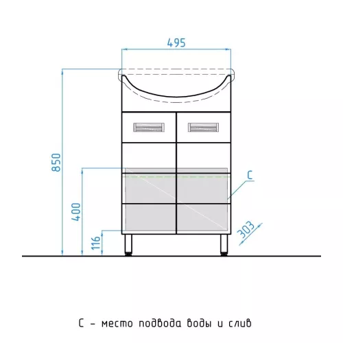 Тумба напольная с раковиной Style Line Ирис, Выбрать размер: 55, изображение 3