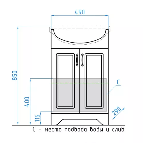 Тумба напольная с раковиной Style Line Олеандр, Выбрать размер: 55, Выбрать цвет: Белый, изображение 6