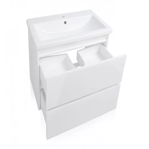 Тумба подвесная с раковиной Style Line Даймонд Люкс Plus, Выбрать размер: 60, Выбрать цвет: Белый, изображение 3