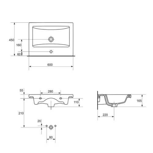 Тумба подвесная с раковиной Style Line Даймонд Люкс Plus, Выбрать размер: 60, Выбрать цвет: Белый, изображение 9