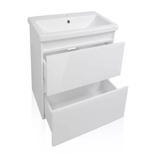 Тумба подвесная с раковиной Style Line Даймонд Люкс Plus, Выбрать размер: 60, Выбрать цвет: Белый, изображение 4