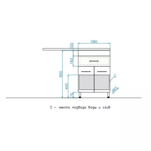 Тумба напольная Style Line ВаЛеРо 60см с раковиной под стиральную машину 120см, Люкс белая, PLUS, Ориентация: левая, изображение 7