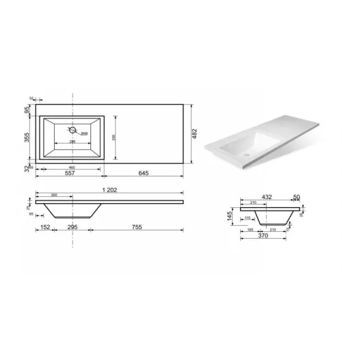 Тумба напольная Style Line ВаЛеРо 60см с раковиной под стиральную машину 120см, Люкс белая, PLUS, Ориентация: левая, изображение 8