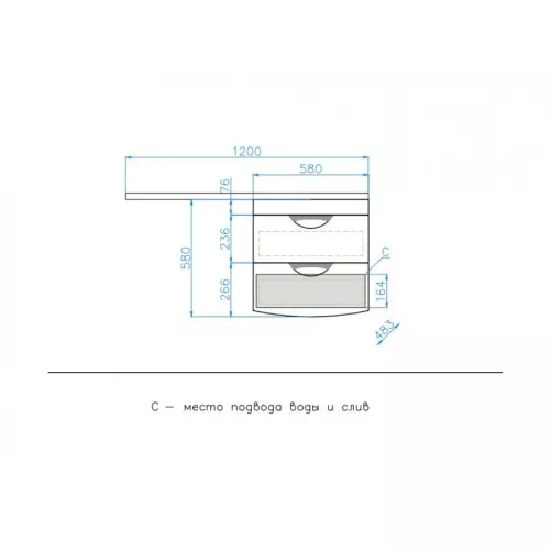 Тумба подвесная Style Line Жасмин 2 60 Люкс белая, PLUS (2 ящ.) с раковиной Даллас 120 L/R, Ориентация: правая, изображение 8