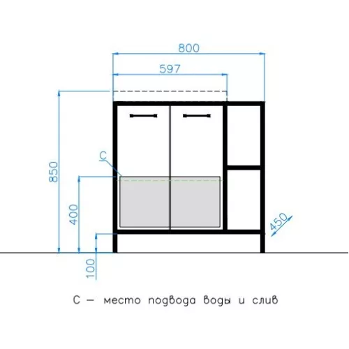 Тумба напольная с раковиной Style Line Лофт 60/80 L/R, Выбрать размер: 60, Ориентация: левая, изображение 6