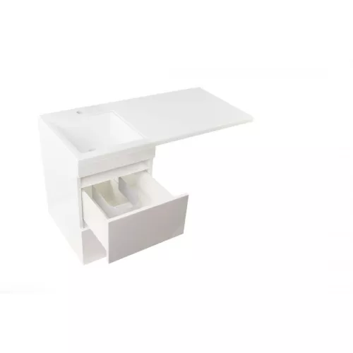 Тумба подвесная Style Line с раковиной  Даллас Люкс белая, PLUS, Выбрать размер: 100, изображение 5
