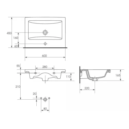Тумба подвесная с раковиной Style Line Вероника  Комо 60/80  Люкс белая, PLUS, Выбрать размер: 60, изображение 10