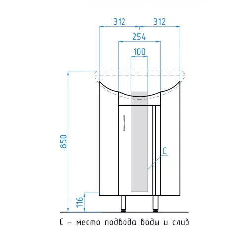 Тумба напольная угловая с раковиной Style Line Эко Стандарт Веер, изображение 12