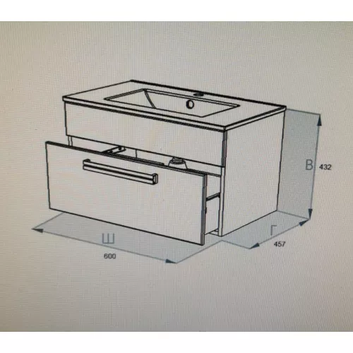 Тумба подвесная АCWEN АЛЕКСИ 60 с раковиной, изображение 4
