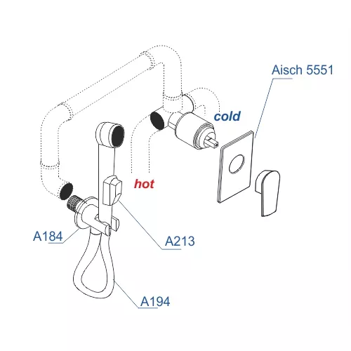 Встраиваемый комплект для биде со шлангом 150 см WasserKRAFT  A55094/A66096, Выбрать цвет: Золото, изображение 3