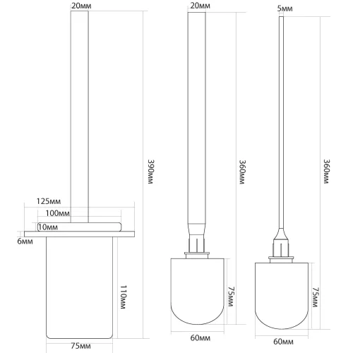 Ёршик для унитаза настенный Black&White SN-8025, изображение 2