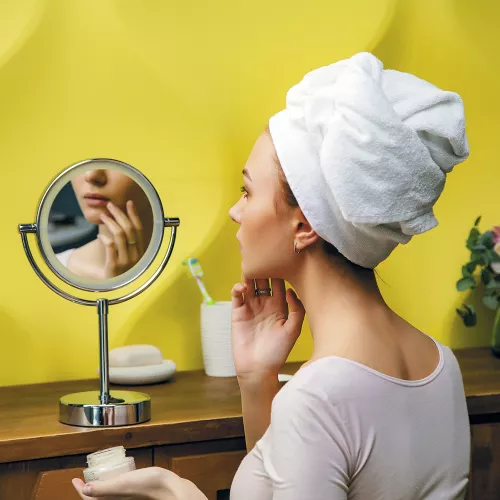 Зеркало с LED-подсветкой двухстороннее, стандартное и с 3-х кратным увеличением WasserKRAFT  K-1005, изображение 2