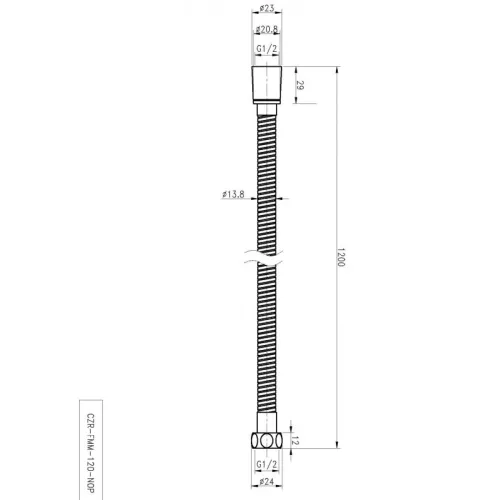 Гибкий шланг металлизированный чёрный матовый Cezares CZR-FMM, Выбрать размер: 1,2 м, изображение 2
