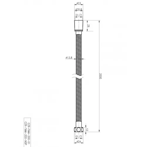 Гибкий шланг металлизированный хром 2 м  Cezares CZR-FMM-200-01 2 м, изображение 2