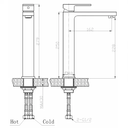 Смеситель для умывальника однорычажный, высокий WeltWasser WW MX  KASSEL 715, изображение 2