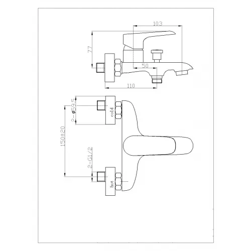 Смеситель для ванны  с изливом WeltWasser WW MX BONN 303, Выбрать цвет: белый , изображение 2