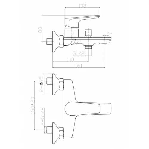 Смеситель для ванны однорычажный с изливом WeltWasser WW MX  ODER 403, изображение 2