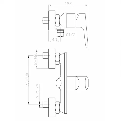 Смеситель для ванны однорычажный WeltWasser WW MX  ODER 404, изображение 2