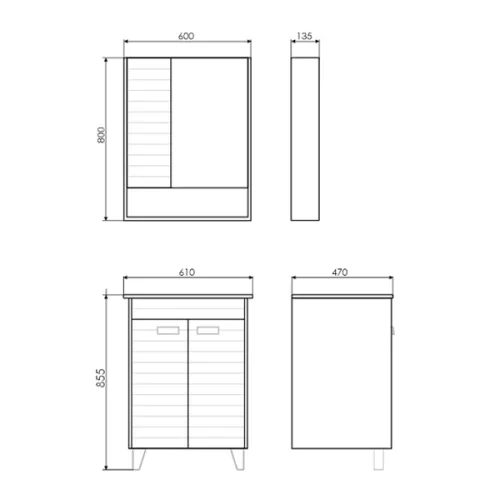 Зеркало-шкаф Comforty Клеон 60/75/90 белый/дуб дымчатый, Выбрать размер: 60, Выбрать цвет: Белый/Дуб дымчатый, изображение 3