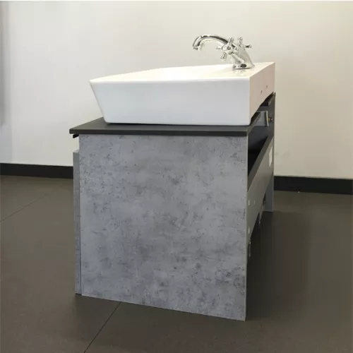 COMFORTY. Тумба-умывальник "Эдинбург" бетон светлый с черной столешницей, с раковиной COMFORTY, Выбрать цвет: Бетон, Выбрать размер: 60, Комплектация: раковина Comforty  9055RA-50, изображение 3