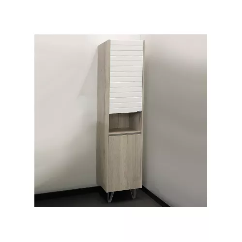 Мебель для ванной: COMFORTY. Шкаф-колонна "Клеон-40" белый/дуб дымчатый 1 в магазине Акватория