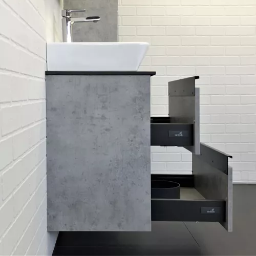 COMFORTY. Тумба-умывальник "Эдинбург-60-2 " бетон светлый с черной столешницей, с раковиной COMFORTY, Выбрать цвет: Бетон, Комплектация: раковина Comfotry  9055RA-50, изображение 4
