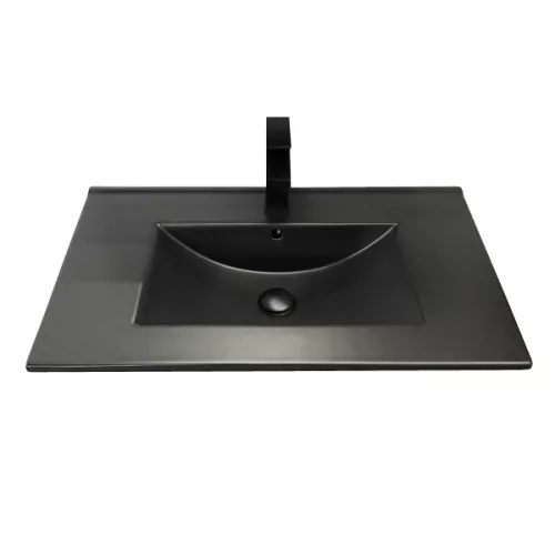 Тумба-умывальник Comforty  Бонн 75/90 с раковиной  белая/черная, Выбрать размер: 75, Выбрать цвет: дуб темный , Комплектация: раковина Comforty 75E черная матовая, изображение 2