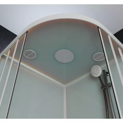 Душевая кабина Frank F409/1 White средний поддон, Цвет стекла: прозрачное, Цвет профиля: Белый, Тип поддона: Средний, Выбрать размер: 90х90, Внешний вид: с крышей, изображение 5