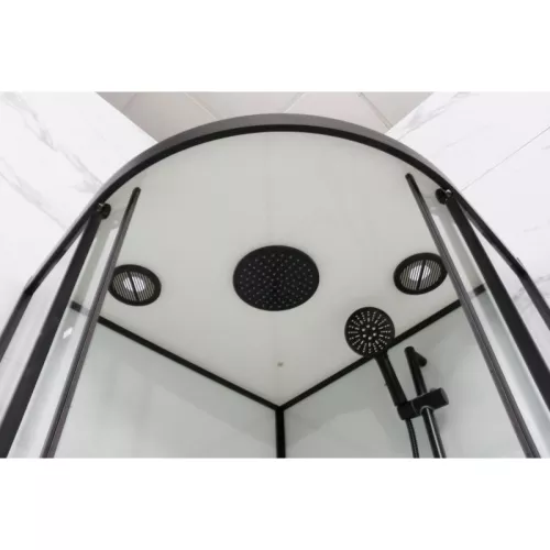 Душевая кабина Frank F409/2 Black высокий поддон, Цвет стекла: прозрачное, Цвет профиля: Черный, Тип поддона: Высокий, Выбрать размер: 90х90, Внешний вид: с крышей, изображение 5