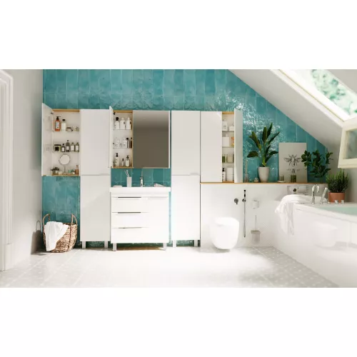 Тумба напольная без  раковины  1Marka Gaula 80 , 3 ящика и 1дверца, Выбрать цвет: Белый, изображение 7