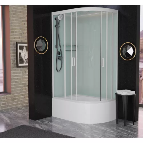 Душевая кабина Frank F412/2 L/R White высокий поддон, Цвет стекла: прозрачное, Цвет профиля: Белый, Тип поддона: Высокий, Выбрать размер: 120х80, Внешний вид: с крышей, Ориентация: левая, изображение 2