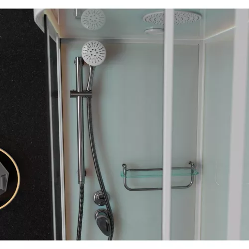 Душевая кабина Frank F412/2 L/R White высокий поддон, Цвет стекла: прозрачное, Цвет профиля: Белый, Тип поддона: Высокий, Выбрать размер: 120х80, Внешний вид: с крышей, Ориентация: левая, изображение 5