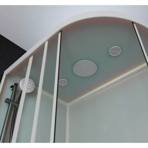 Душевая кабина Frank F412/2 L/R White высокий поддон, Цвет стекла: прозрачное, Цвет профиля: Белый, Тип поддона: Высокий, Выбрать размер: 120х80, Внешний вид: с крышей, Ориентация: левая, изображение 4