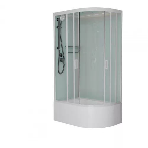 Душевая кабина Frank F412/2 L/R White высокий поддон, Цвет стекла: прозрачное, Цвет профиля: Белый, Тип поддона: Высокий, Выбрать размер: 120х80, Внешний вид: с крышей, Ориентация: левая