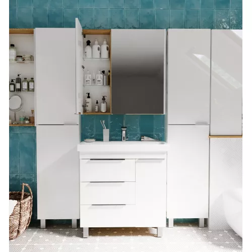 Тумба напольная без  раковины  1Marka Gaula 80 , 3 ящика и 1дверца, Выбрать цвет: Белый, изображение 5