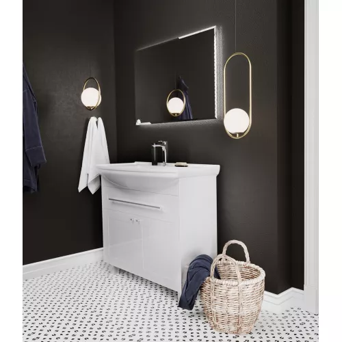 Тумба напольная без раковины 1 Марка Lina Classic New 85Н 1в.я 2д Белый глянец, Выбрать размер: 85, изображение 5