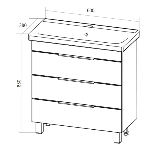 Тумба напольная без  раковины 1Marka Gaula 3 ящика, Выбрать размер: 60, Выбрать цвет: Белый, изображение 8