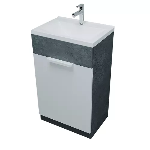 Тумба напольная с раковиной 1Marka Revo 50 см, бетон темно-серый, Выбрать цвет: Бетон темно-серый, изображение 7