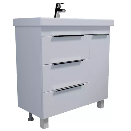 Тумба напольная без  раковины  1Marka Gaula 80 , 3 ящика и 1дверца, Выбрать цвет: Белый