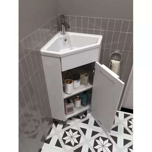 Тумба угловая 1Marka  напольная 37*37  с раковиной Penta, изображение 3