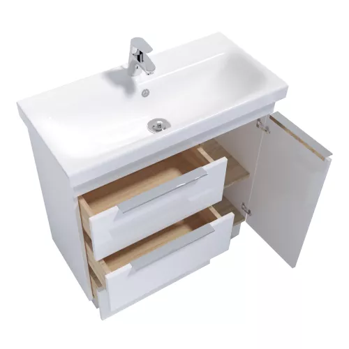 Тумба напольная без  раковины  1Marka Gaula 80 , 3 ящика и 1дверца, Выбрать цвет: Белый, изображение 2