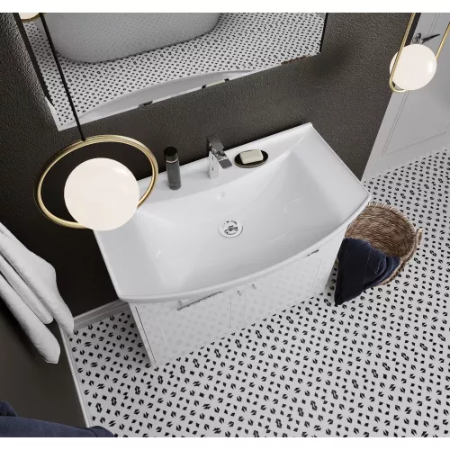 Тумба напольная без раковины 1 Марка Lina Classic New 85Н 1в.я 2д Белый глянец, Выбрать размер: 85, изображение 3